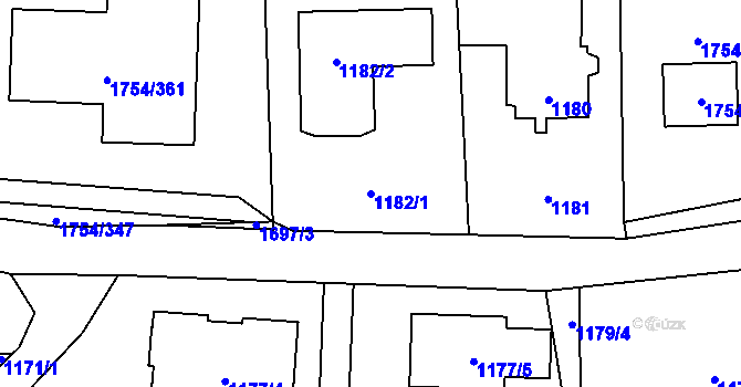 Parcela st. 1182/1 v KÚ Slivenec, Katastrální mapa