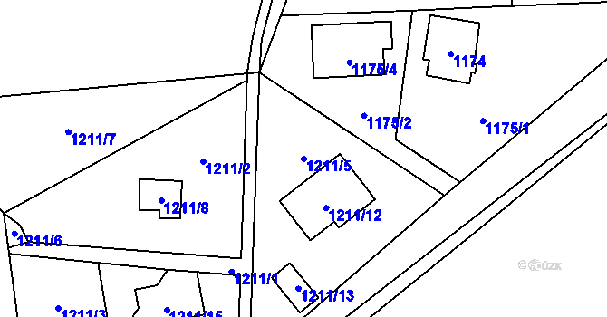 Parcela st. 1211/5 v KÚ Slivenec, Katastrální mapa