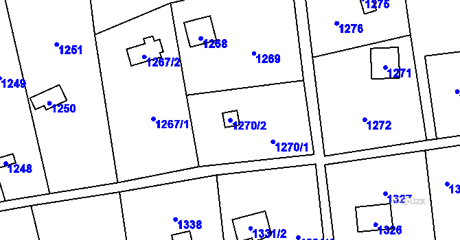 Parcela st. 1270/2 v KÚ Slivenec, Katastrální mapa