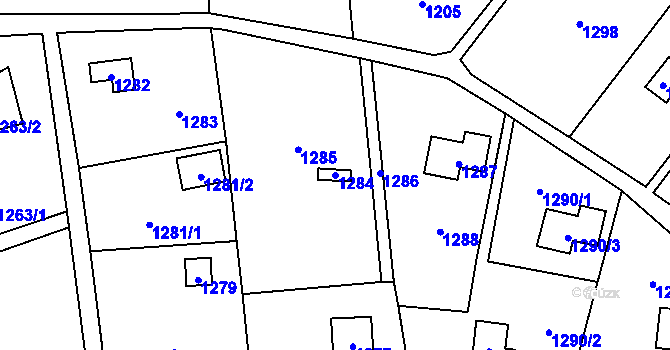 Parcela st. 1284 v KÚ Slivenec, Katastrální mapa