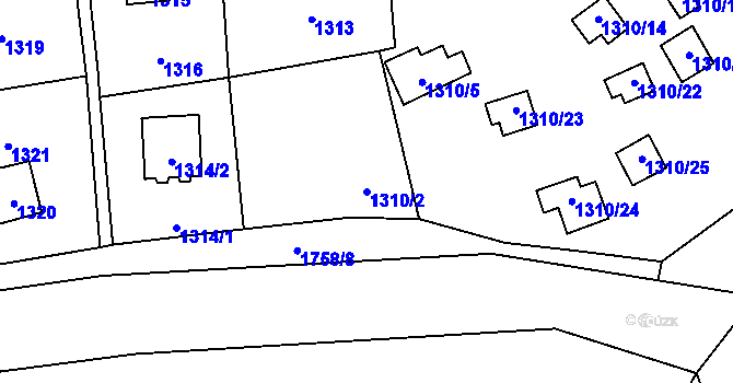 Parcela st. 1310/2 v KÚ Slivenec, Katastrální mapa