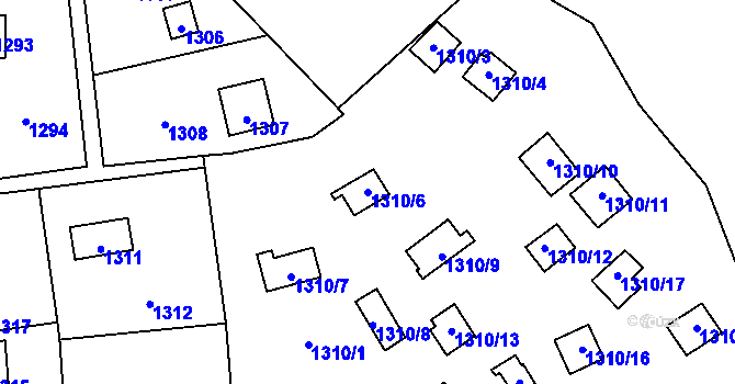 Parcela st. 1310/6 v KÚ Slivenec, Katastrální mapa