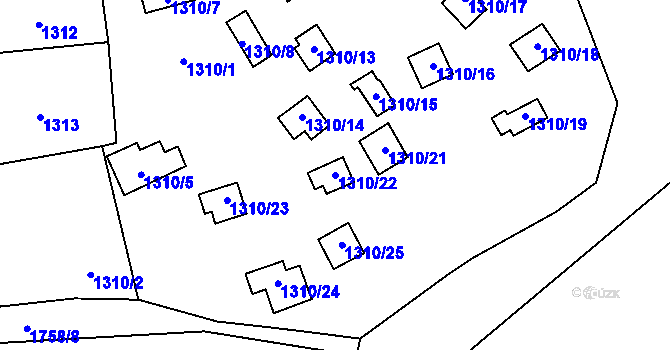 Parcela st. 1310/22 v KÚ Slivenec, Katastrální mapa