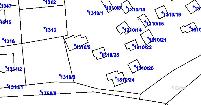 Parcela st. 1310/23 v KÚ Slivenec, Katastrální mapa