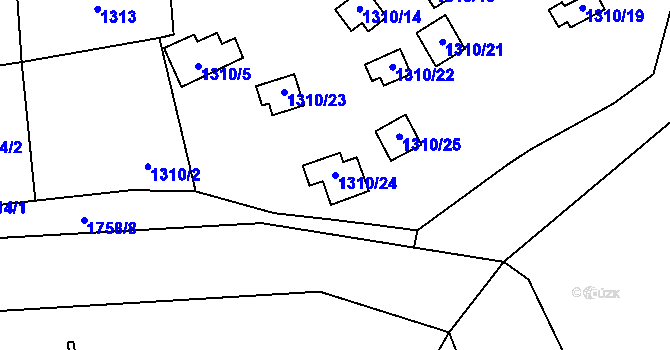 Parcela st. 1310/24 v KÚ Slivenec, Katastrální mapa