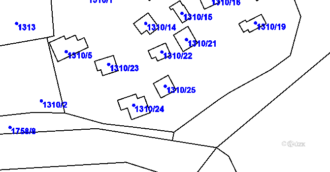 Parcela st. 1310/25 v KÚ Slivenec, Katastrální mapa