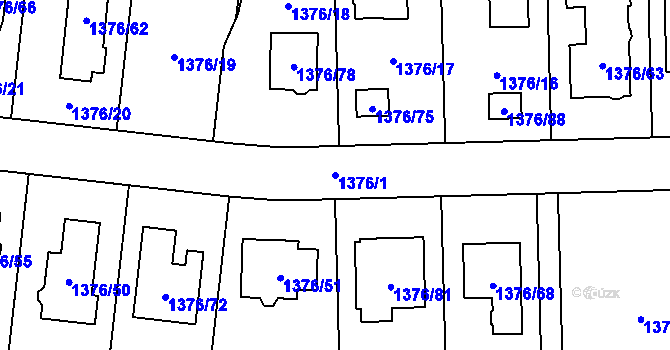 Parcela st. 1376/1 v KÚ Slivenec, Katastrální mapa