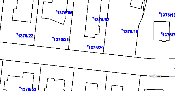 Parcela st. 1376/20 v KÚ Slivenec, Katastrální mapa