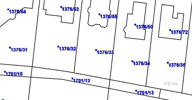 Parcela st. 1376/33 v KÚ Slivenec, Katastrální mapa