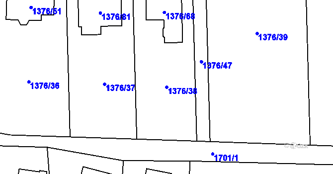 Parcela st. 1376/38 v KÚ Slivenec, Katastrální mapa