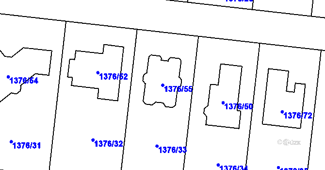Parcela st. 1376/55 v KÚ Slivenec, Katastrální mapa