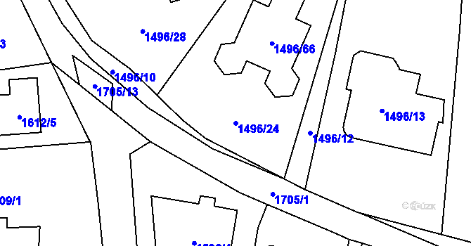 Parcela st. 1496/24 v KÚ Slivenec, Katastrální mapa