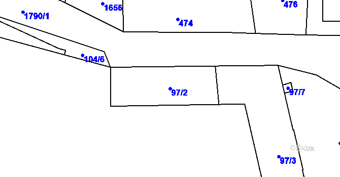 Parcela st. 97/2 v KÚ Slivenec, Katastrální mapa