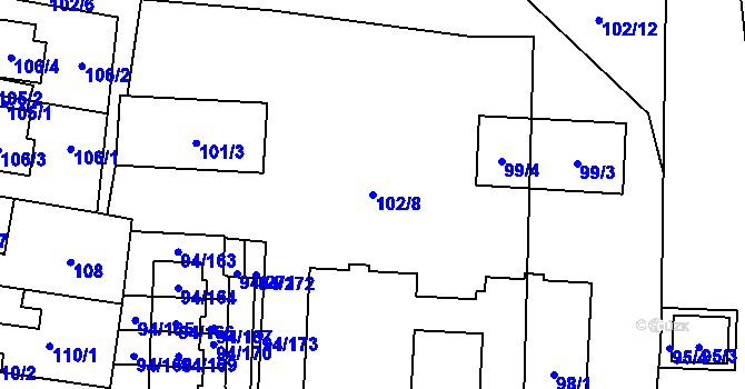 Parcela st. 102/8 v KÚ Slivenec, Katastrální mapa