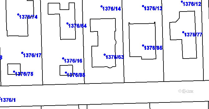 Parcela st. 1376/63 v KÚ Slivenec, Katastrální mapa