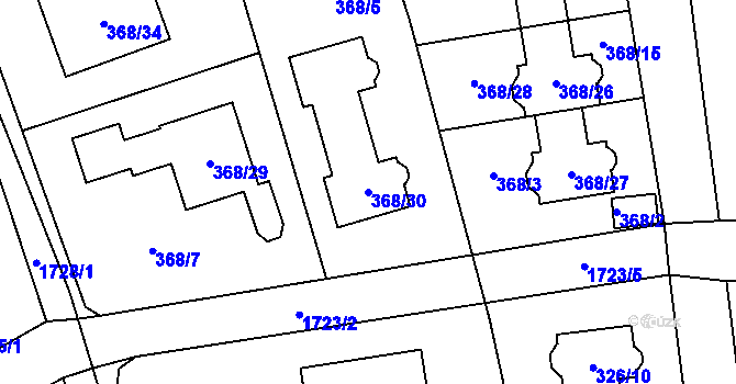 Parcela st. 368/30 v KÚ Slivenec, Katastrální mapa
