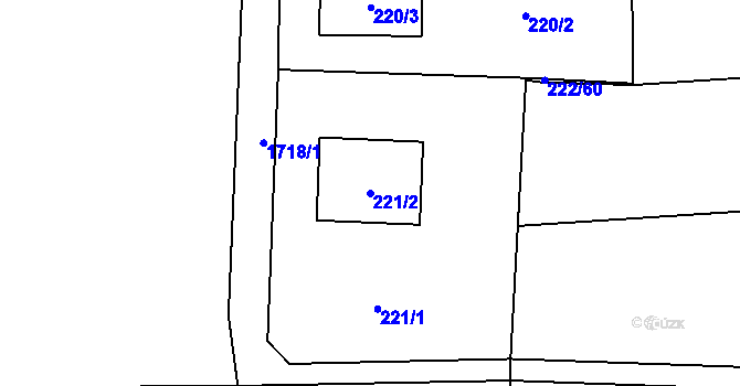 Parcela st. 221/2 v KÚ Slivenec, Katastrální mapa