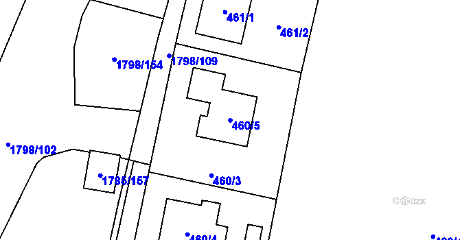 Parcela st. 460/5 v KÚ Slivenec, Katastrální mapa