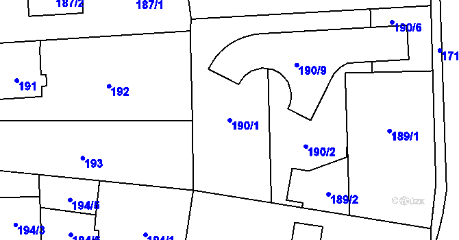 Parcela st. 190/1 v KÚ Slivenec, Katastrální mapa