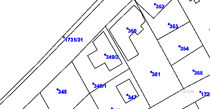 Parcela st. 349/2 v KÚ Slivenec, Katastrální mapa