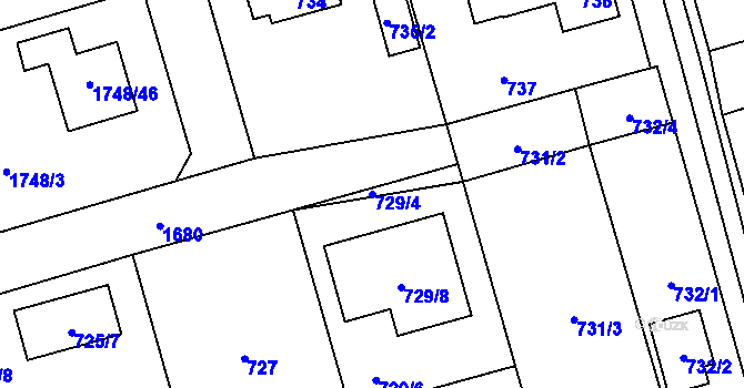Parcela st. 729/4 v KÚ Slivenec, Katastrální mapa