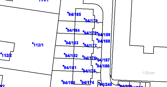 Parcela st. 94/177 v KÚ Slivenec, Katastrální mapa