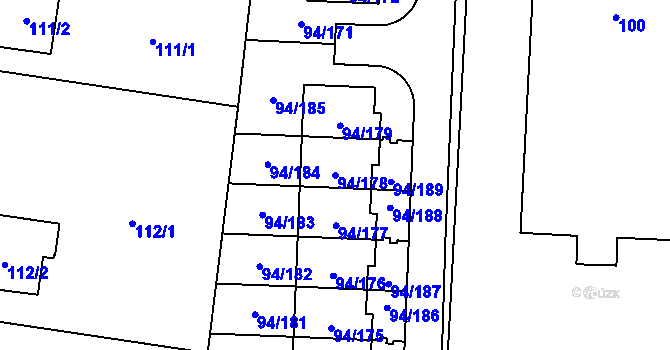Parcela st. 94/178 v KÚ Slivenec, Katastrální mapa