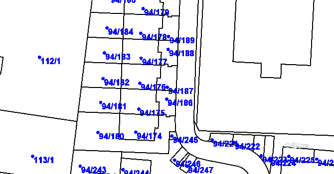 Parcela st. 94/187 v KÚ Slivenec, Katastrální mapa