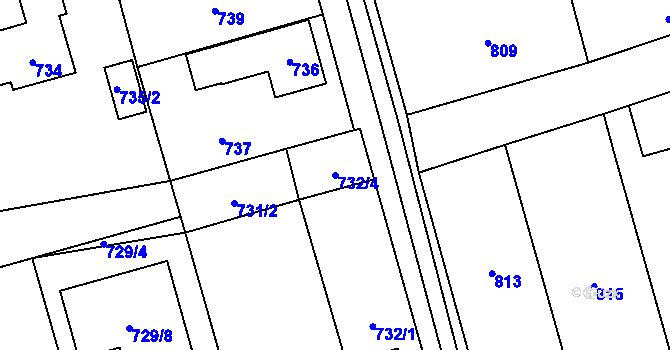 Parcela st. 732/4 v KÚ Slivenec, Katastrální mapa