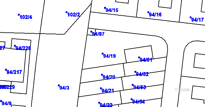 Parcela st. 94/19 v KÚ Slivenec, Katastrální mapa