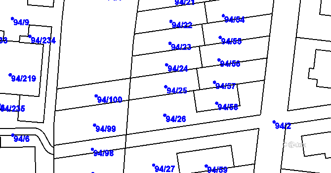 Parcela st. 94/25 v KÚ Slivenec, Katastrální mapa