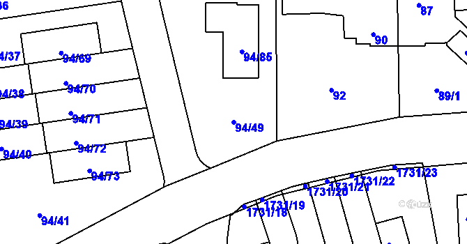 Parcela st. 94/49 v KÚ Slivenec, Katastrální mapa