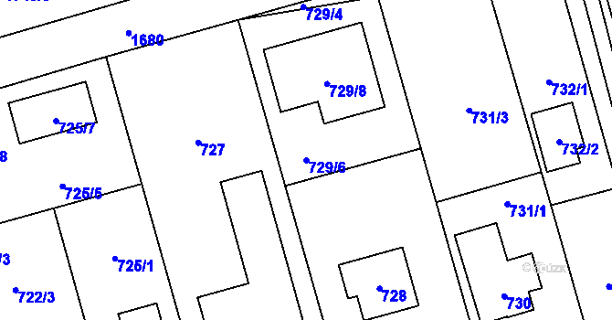 Parcela st. 729/6 v KÚ Slivenec, Katastrální mapa