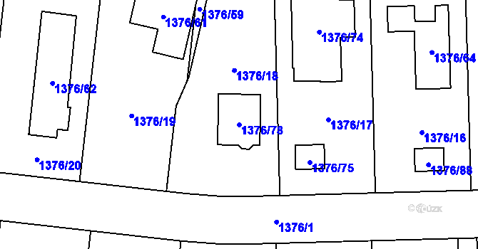 Parcela st. 1376/78 v KÚ Slivenec, Katastrální mapa