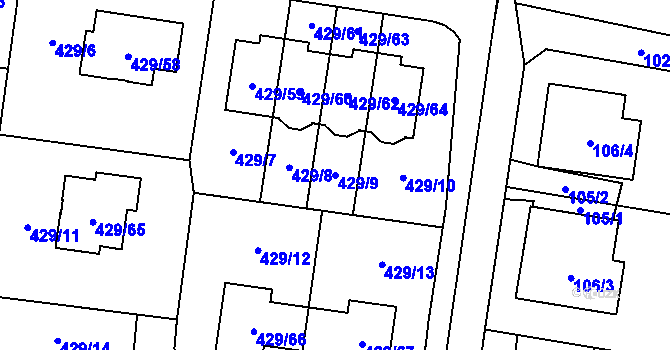 Parcela st. 429/9 v KÚ Slivenec, Katastrální mapa