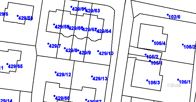Parcela st. 429/10 v KÚ Slivenec, Katastrální mapa