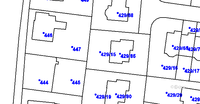Parcela st. 429/15 v KÚ Slivenec, Katastrální mapa