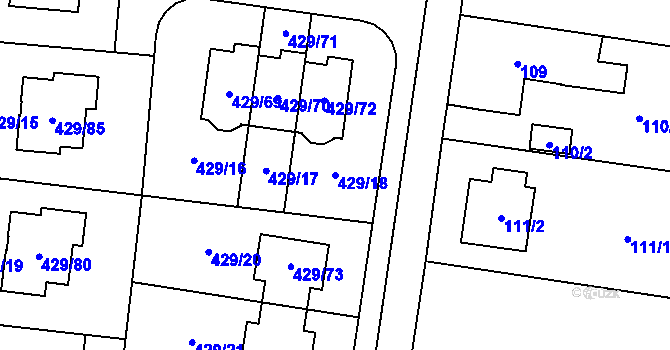 Parcela st. 429/18 v KÚ Slivenec, Katastrální mapa