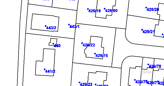 Parcela st. 429/22 v KÚ Slivenec, Katastrální mapa