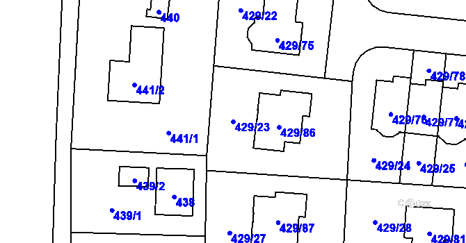 Parcela st. 429/23 v KÚ Slivenec, Katastrální mapa