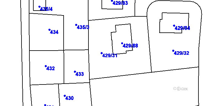 Parcela st. 429/31 v KÚ Slivenec, Katastrální mapa