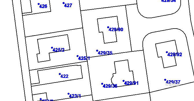 Parcela st. 429/35 v KÚ Slivenec, Katastrální mapa