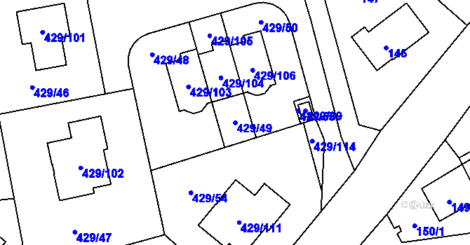 Parcela st. 429/49 v KÚ Slivenec, Katastrální mapa