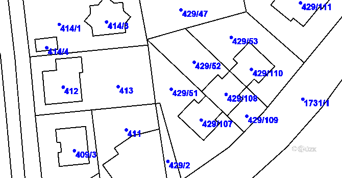 Parcela st. 429/51 v KÚ Slivenec, Katastrální mapa