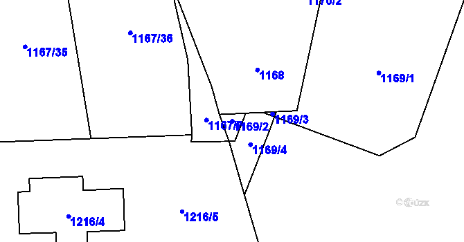 Parcela st. 1169/2 v KÚ Slivenec, Katastrální mapa