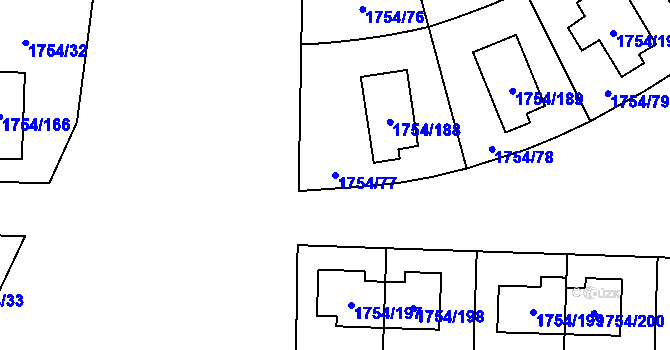 Parcela st. 1754/77 v KÚ Slivenec, Katastrální mapa