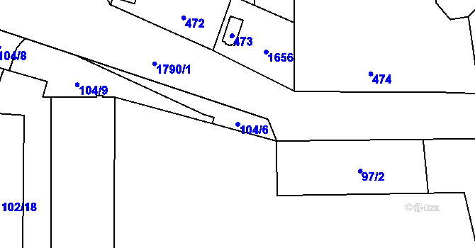 Parcela st. 104/6 v KÚ Slivenec, Katastrální mapa