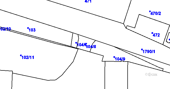 Parcela st. 104/8 v KÚ Slivenec, Katastrální mapa