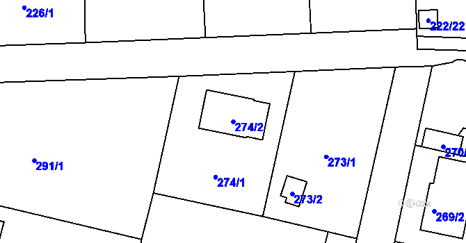 Parcela st. 274/2 v KÚ Slivenec, Katastrální mapa