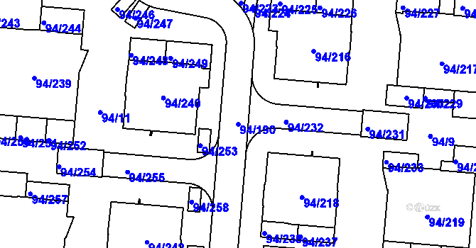 Parcela st. 94/190 v KÚ Slivenec, Katastrální mapa